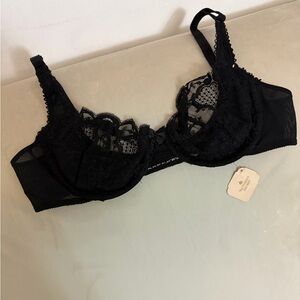 Victoria’s Secret VintageTriumph Black Lace Underwire Bra with Floral Embroidery